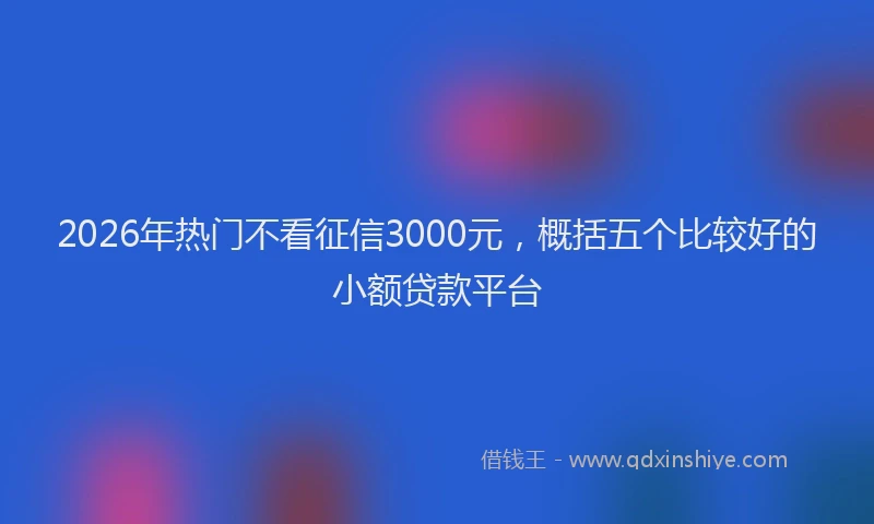2026年热门不看征信3000元，概括五个比较好的小额贷款平台