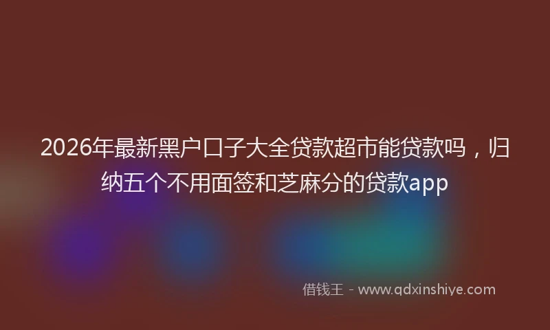 2026年最新黑户口子大全贷款超市能贷款吗，归纳五个不用面签和芝麻分的贷款app