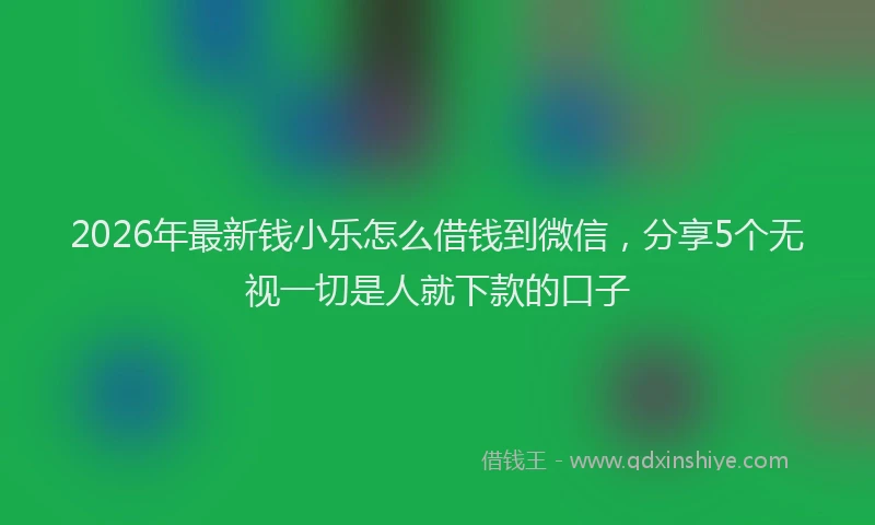 2026年最新钱小乐怎么借钱到微信，分享5个无视一切是人就下款的口子