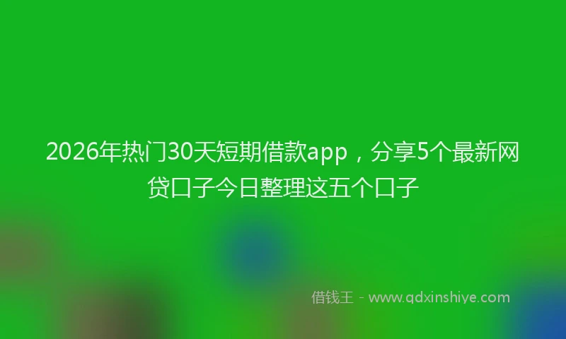 2026年热门30天短期借款app，分享5个最新网贷口子今日整理这五个口子
