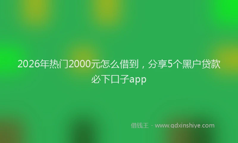 2026年热门2000元怎么借到，分享5个黑户贷款必下口子app