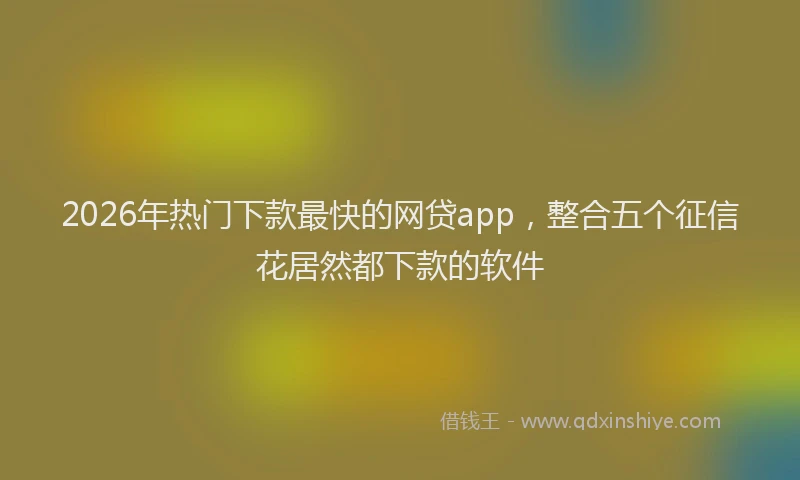 2026年热门下款最快的网贷app，整合五个征信花居然都下款的软件
