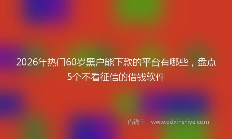 2026年热门60岁黑户能下款的平台有哪些，盘点5个不看征信的借钱软件