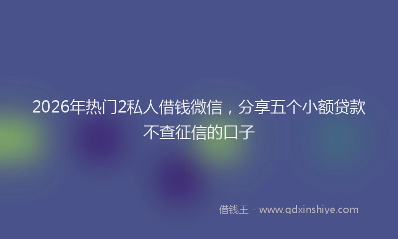 2026年热门2私人借钱微信，分享五个小额贷款不查征信的口子