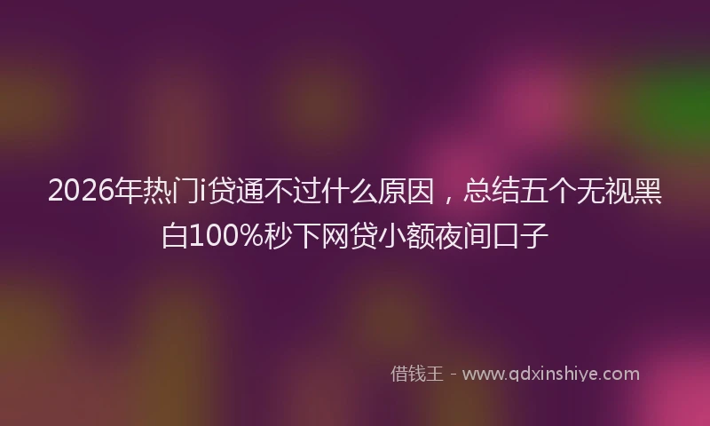 2026年热门i贷通不过什么原因，总结五个无视黑白100%秒下网贷小额夜间口子