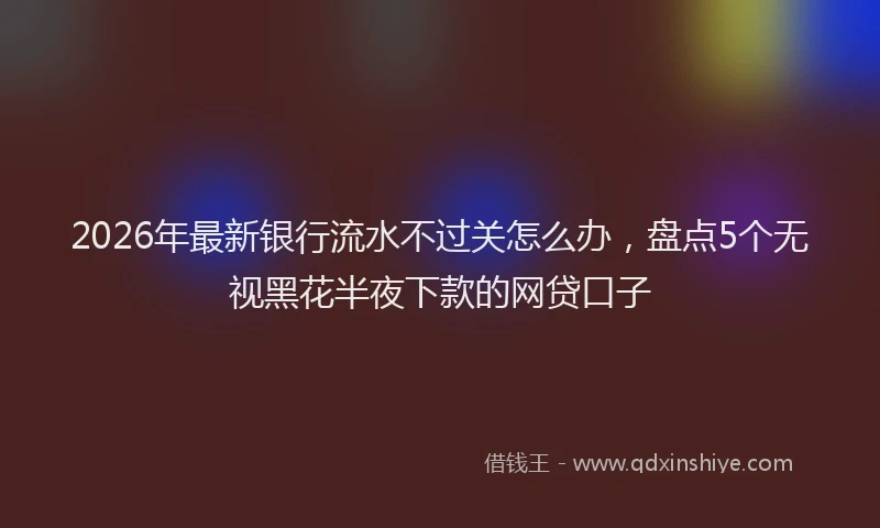 2026年最新银行流水不过关怎么办，盘点5个无视黑花半夜下款的网贷口子