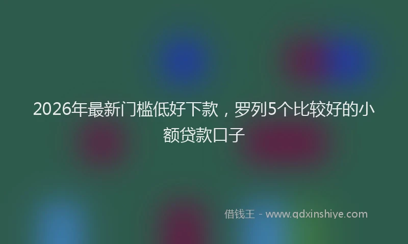 2026年最新门槛低好下款，罗列5个比较好的小额贷款口子