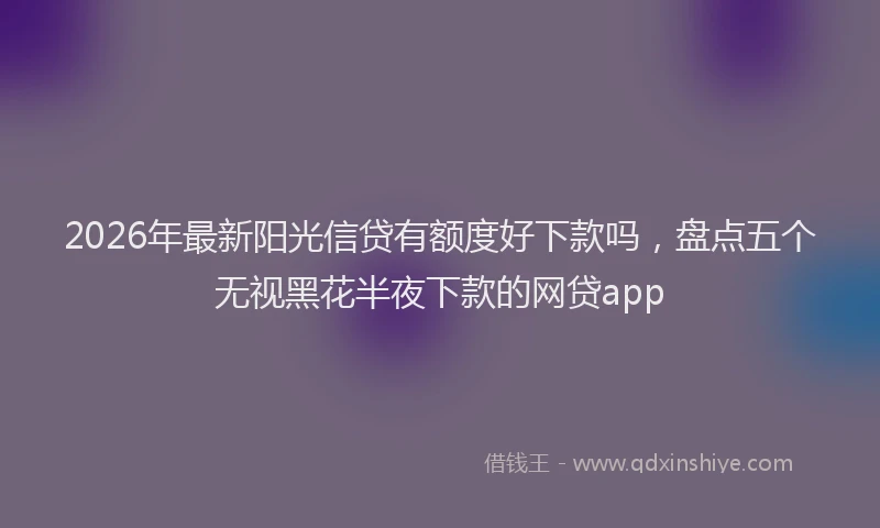 2026年最新阳光信贷有额度好下款吗，盘点五个无视黑花半夜下款的网贷app