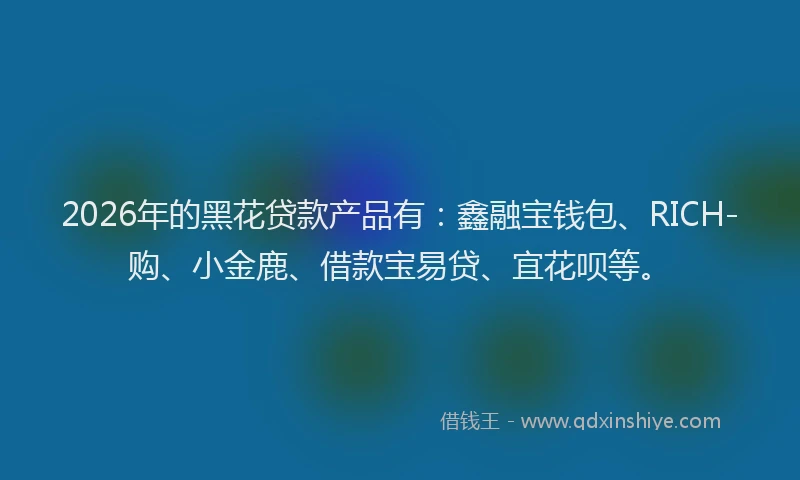 2026年的黑花贷款产品有：鑫融宝钱包、RICH-购、小金鹿、借款宝易贷、宜花呗等。
