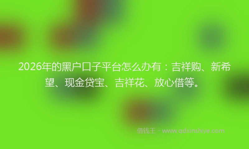 2026年的黑户口子平台怎么办有：吉祥购、新希望、现金贷宝、吉祥花、放心借等。