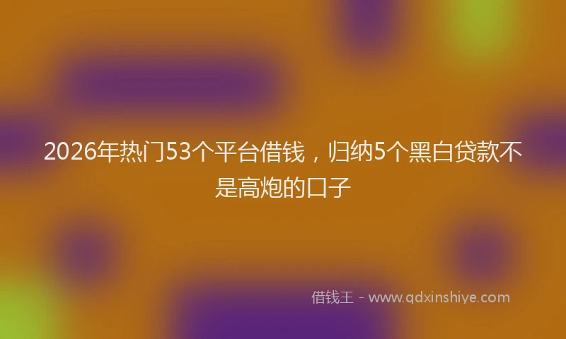 2026年热门53个平台借钱，归纳5个黑白贷款不是高炮的口子
