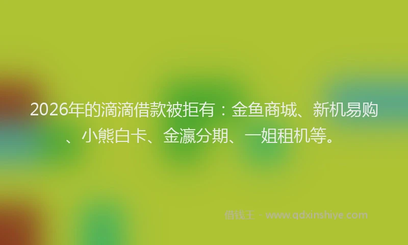 2026年的滴滴借款被拒有：金鱼商城、新机易购、小熊白卡、金瀛分期、一姐租机等。