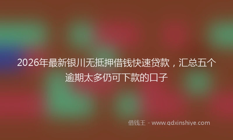 2026年最新银川无抵押借钱快速贷款，汇总五个逾期太多仍可下款的口子