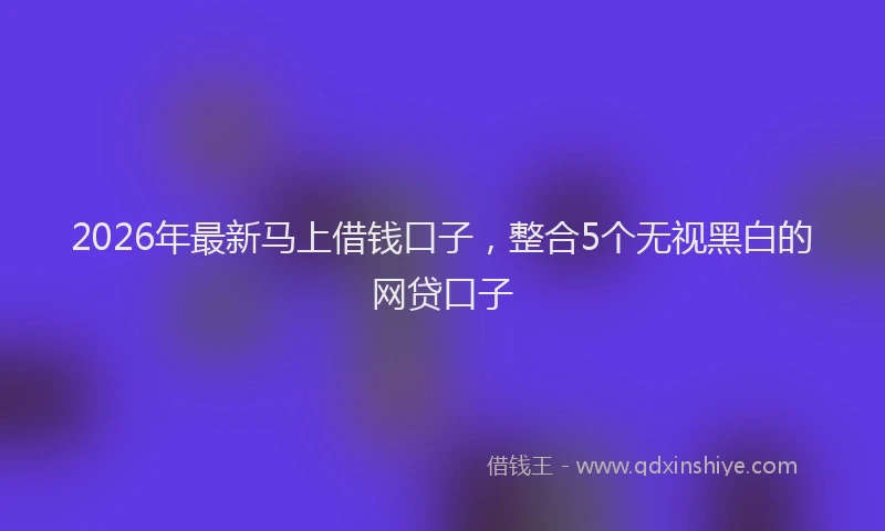 2026年最新马上借钱口子，整合5个无视黑白的网贷口子