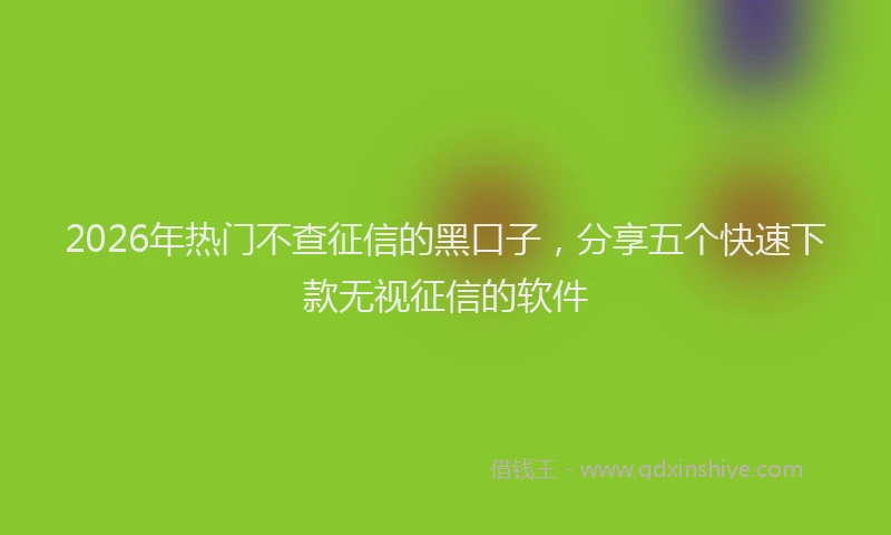 2026年热门不查征信的黑口子，分享五个快速下款无视征信的软件