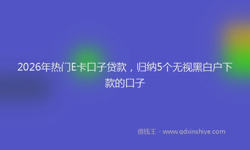 2026年热门E卡口子贷款，归纳5个无视黑白户下款的口子