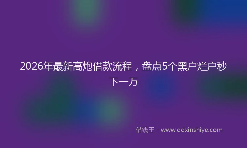 2026年最新高炮借款流程，盘点5个黑户烂户秒下一万
