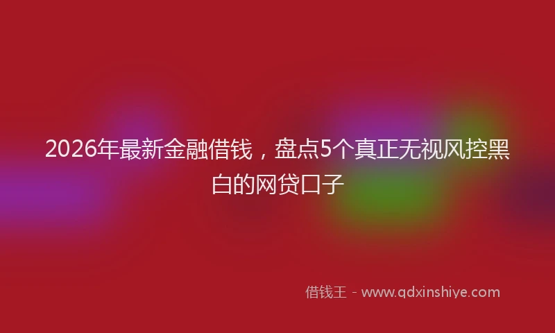 2026年最新金融借钱，盘点5个真正无视风控黑白的网贷口子