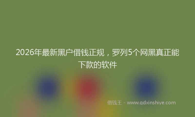 2026年最新黑户借钱正规，罗列5个网黑真正能下款的软件