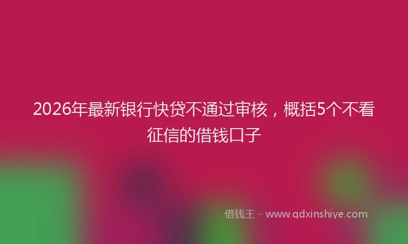 2026年最新银行快贷不通过审核，概括5个不看征信的借钱口子