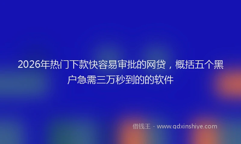 2026年热门下款快容易审批的网贷，概括五个黑户急需三万秒到的的软件