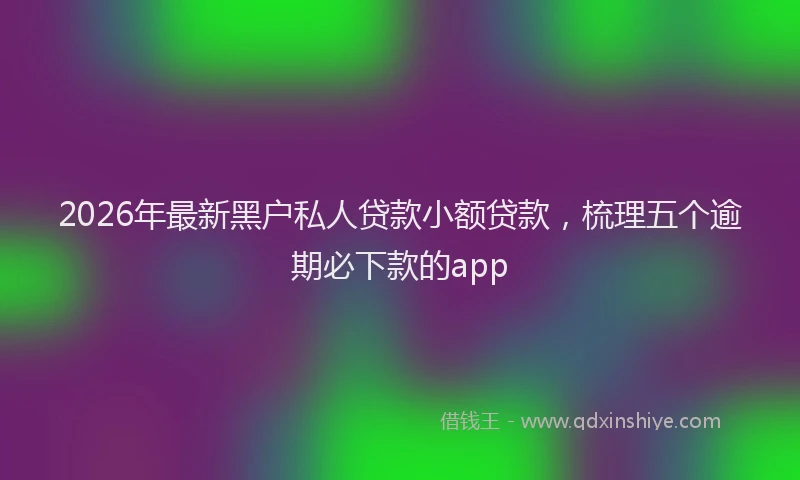 2026年最新黑户私人贷款小额贷款，梳理五个逾期必下款的app