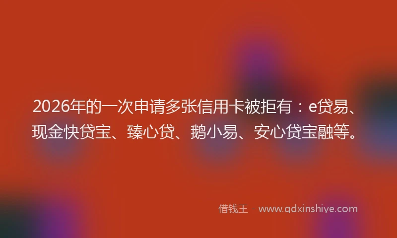 2026年的一次申请多张信用卡被拒有：e贷易、现金快贷宝、臻心贷、鹅小易、安心贷宝融等。