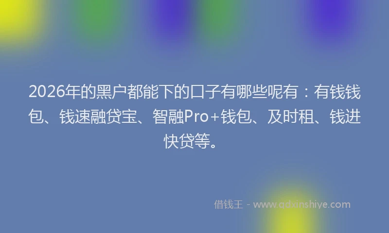 2026年的黑户都能下的口子有哪些呢有：有钱钱包、钱速融贷宝、智融Pro+钱包、及时租、钱进快贷等。