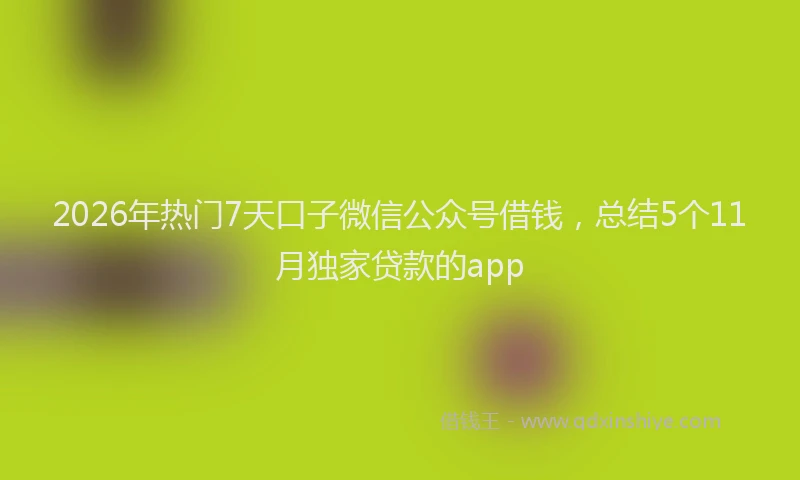 2026年热门7天口子微信公众号借钱，总结5个11月独家贷款的app