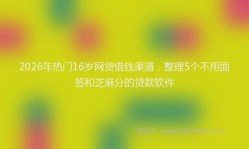2026年热门16岁网贷借钱渠道，整理5个不用面签和芝麻分的贷款软件