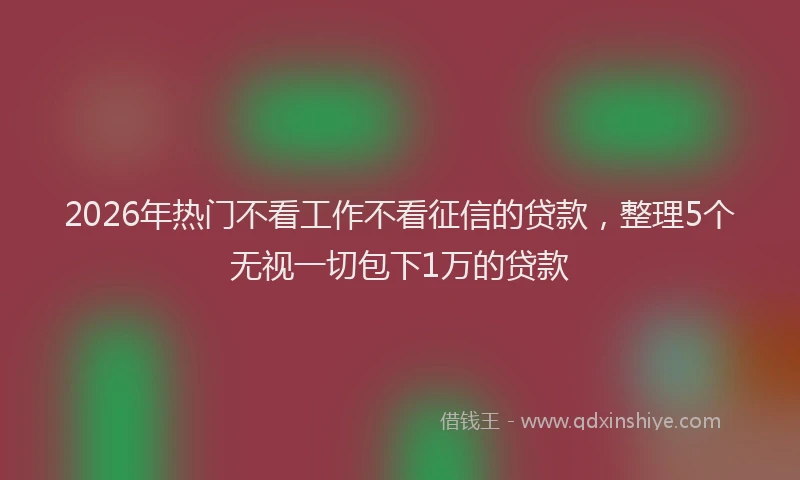2026年热门不看工作不看征信的贷款，整理5个无视一切包下1万的贷款