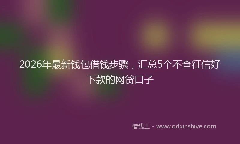 2026年最新钱包借钱步骤，汇总5个不查征信好下款的网贷口子