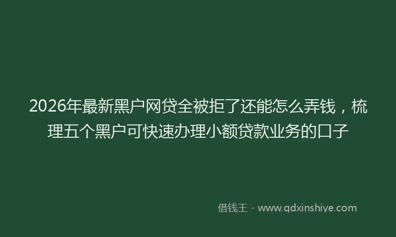2026年最新黑户网贷全被拒了还能怎么弄钱，梳理五个黑户可快速办理小额贷款业务的口子