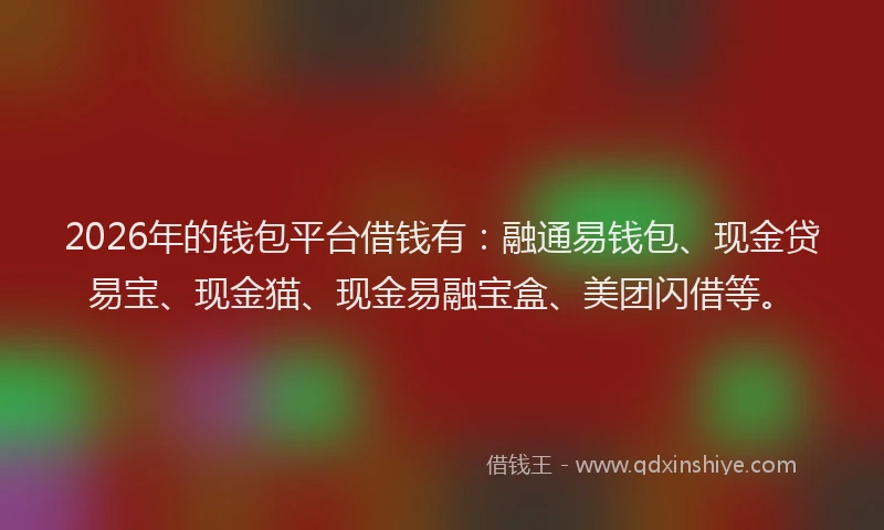 2026年的钱包平台借钱有：融通易钱包、现金贷易宝、现金猫、现金易融宝盒、美团闪借等。