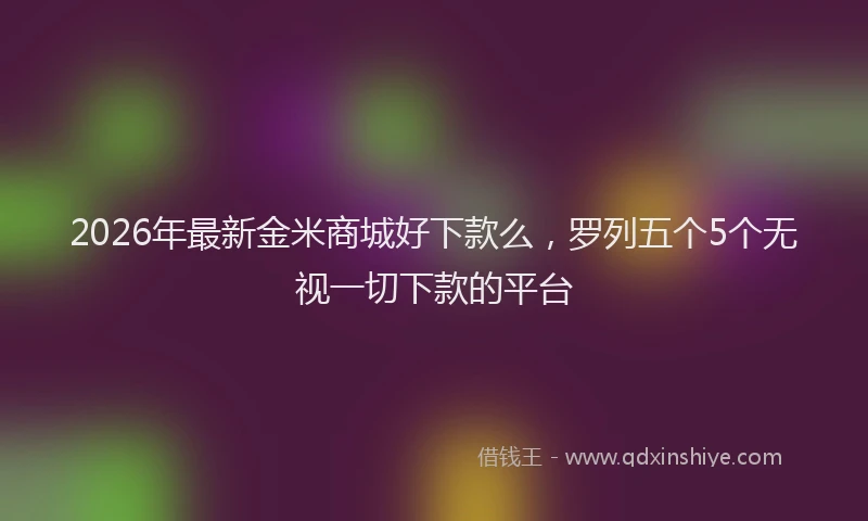2026年最新金米商城好下款么，罗列五个5个无视一切下款的平台