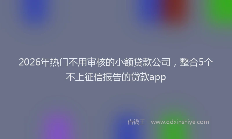 2026年热门不用审核的小额贷款公司，整合5个不上征信报告的贷款app