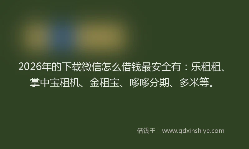 2026年的下载微信怎么借钱最安全有：乐租租、掌中宝租机、金租宝、哆哆分期、多米等。