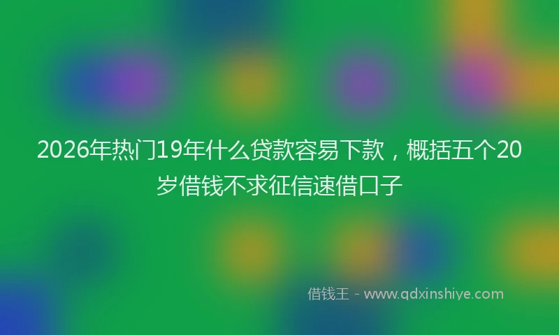 2026年热门19年什么贷款容易下款，概括五个20岁借钱不求征信速借口子