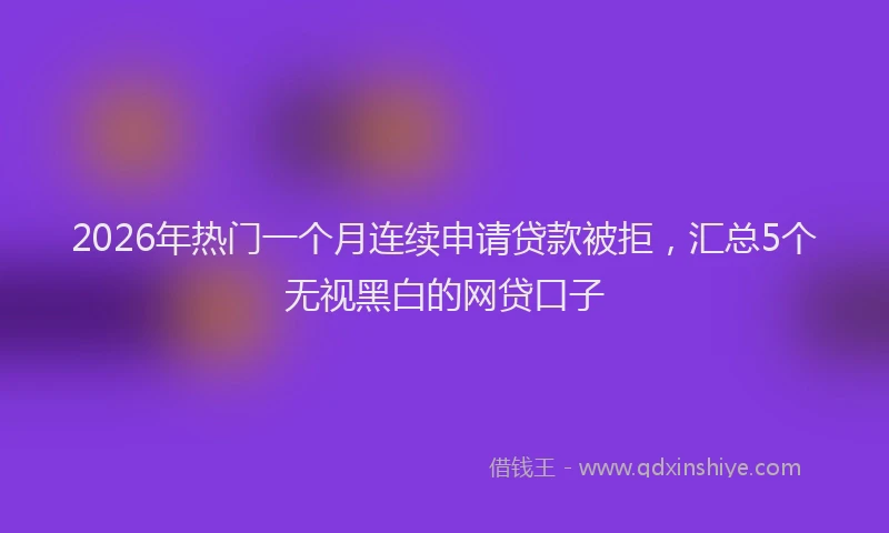 2026年热门一个月连续申请贷款被拒，汇总5个无视黑白的网贷口子