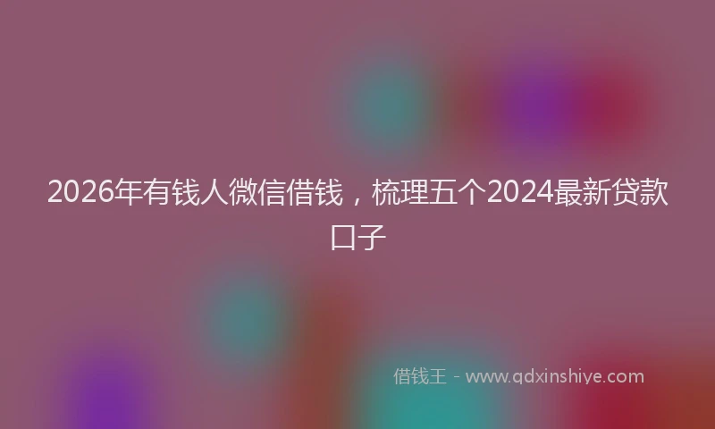 2026年有钱人微信借钱，梳理五个2024最新贷款口子