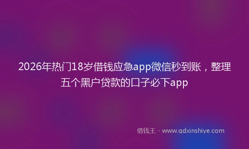 2026年热门18岁借钱应急app微信秒到账，整理五个黑户贷款的口子必下app