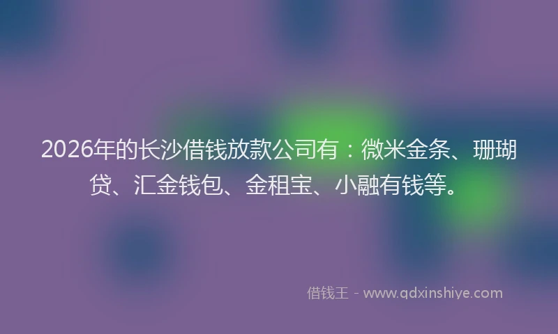 2026年的长沙借钱放款公司有：微米金条、珊瑚贷、汇金钱包、金租宝、小融有钱等。