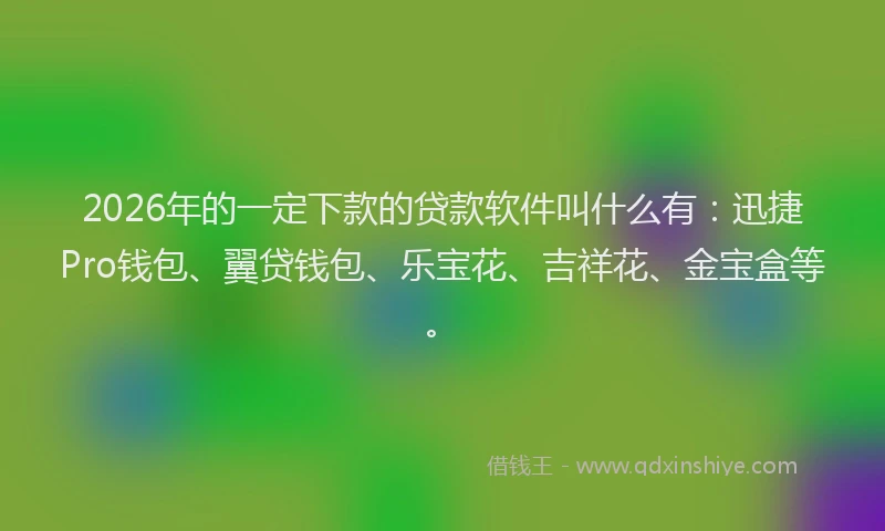 2026年的一定下款的贷款软件叫什么有：迅捷Pro钱包、翼贷钱包、乐宝花、吉祥花、金宝盒等。