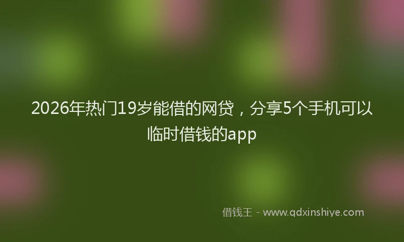 2026年热门19岁能借的网贷，分享5个手机可以临时借钱的app
