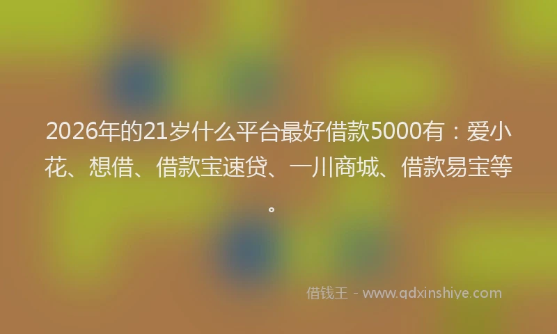 2026年的21岁什么平台最好借款5000有：爱小花、想借、借款宝速贷、一川商城、借款易宝等。