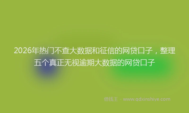 2026年热门不查大数据和征信的网贷口子，整理五个真正无视逾期大数据的网贷口子