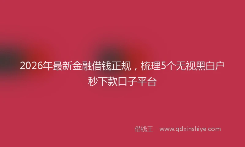 2026年最新金融借钱正规，梳理5个无视黑白户秒下款口子平台