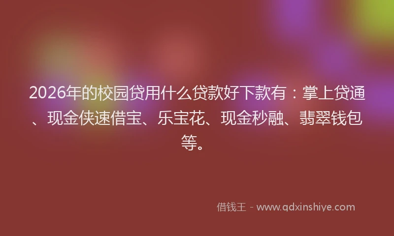2026年的校园贷用什么贷款好下款有：掌上贷通、现金侠速借宝、乐宝花、现金秒融、翡翠钱包等。