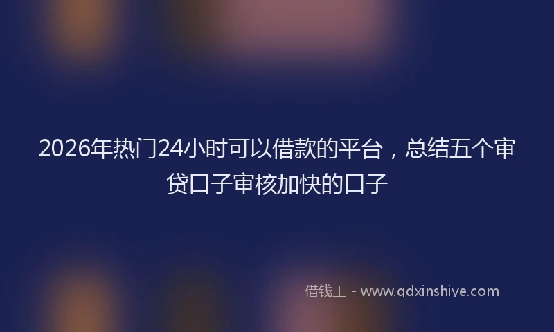 2026年热门24小时可以借款的平台，总结五个审贷口子审核加快的口子