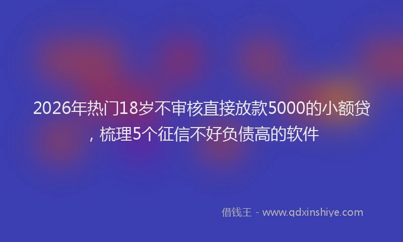 2026年热门18岁不审核直接放款5000的小额贷，梳理5个征信不好负债高的软件